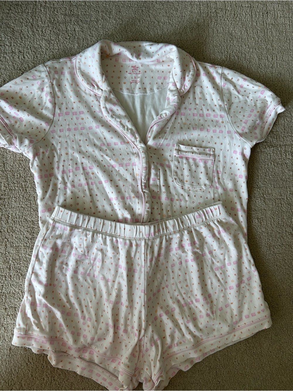 Roller Rabbit x Little words project cotton short sleeve pajamas set small